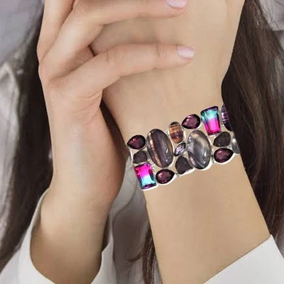 Pulseras unisex para mujer de piedras preciosas de amatista fluorita 7-8 '' Foto 1 de 4