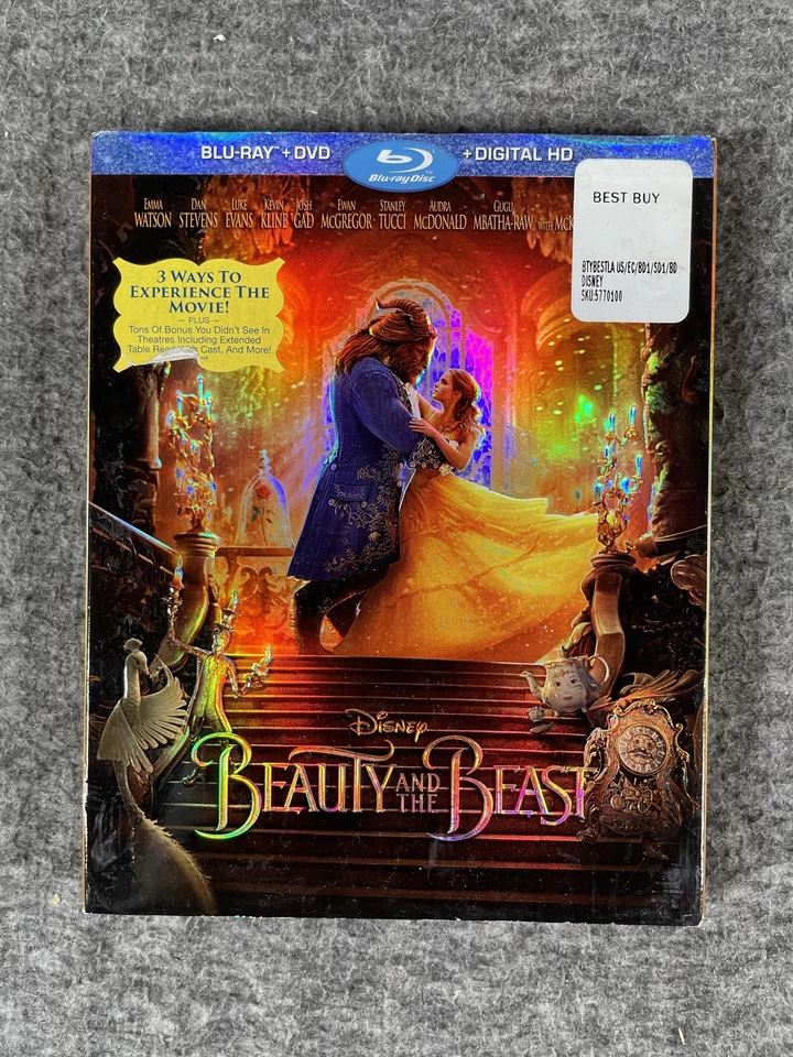 Beauty and the Beast Blu-ray DVD Digital HD Slipcover Disney 2017 Live Action - Imagem 1 de 4