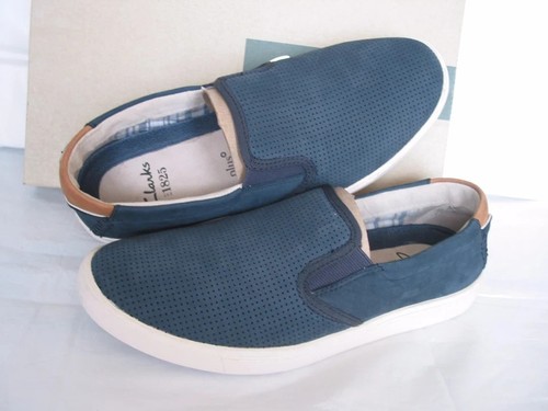 NUOVE SCARPE MOCASSINO CLARKS DA UOMO NEWOD EASY MORBIDE SCAMOSCIATE BLU NAVY TAGLIA UK 6
