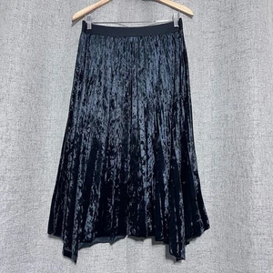 Max Studio Skirt Women Large Black Velvet Pleated Goth Whimsigoth Fairy - Picture 1 of 5