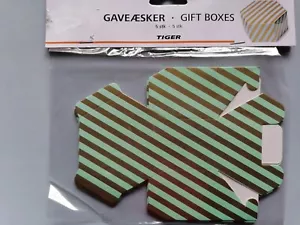 GIFT BOXES - Hexagonal Stripe, Green/Gold, Gloss Finish, 5Pack, GAVEÆSKER, New - Bild 1 von 4