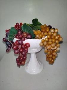 Vintage Ernte Kolonie Traube Standfuß Milchglas Kompottschale, mit Vintage Rubb - Bild 1 von 3