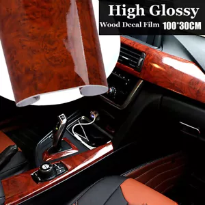 Glossy Wood Grain Vinyl Film Waterproof Films Car Interior Parts Sticker Decal - Imagen 1 de 16