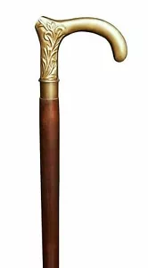 Brass Designer Antique Style Walking Stick Victorian Handle Wooden Nautical Cane - Picture 1 of 5