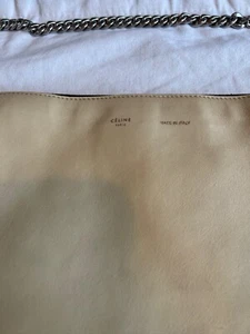 CELINE Trio Bolso de Hombro Bolso de Mano Cartera Cuero Crema Azul Marino Lujo Bloque de Color - Imagen 1 de 8