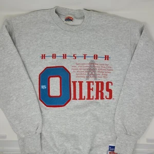 Felpa girocollo vintage Nutmeg Mills Houston Oilers uomo media USA anni 90 - Foto 1 di 9
