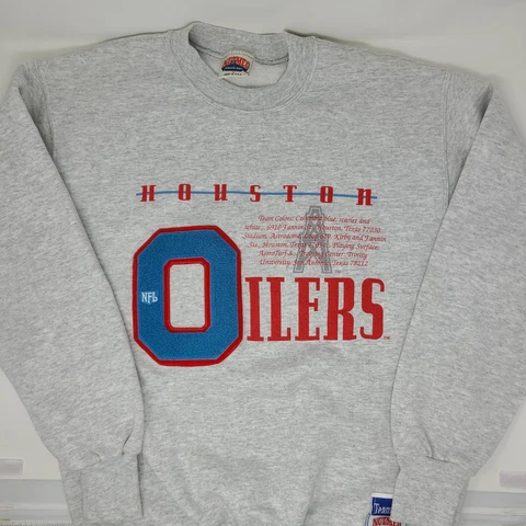 Vintage Nutmeg Mills Houston Oilers Crewneck Sweatshirt Mens Medium USA 90s Cover