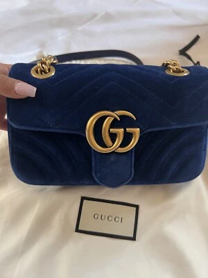 Gucci Marmont мини синий замшевый наплечная сумка - Изображение 1 из 4
