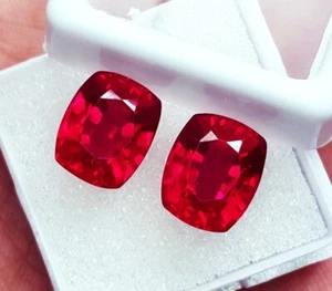 5 to 7 Ct Natural Blood Red Ruby Matched Pair Loose Gemstone Certified R401 - Picture 1 of 8