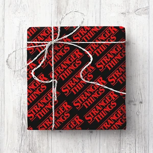 Inoffizielles Stranger Things Verpackungspapier (2 Blatt), Wickel, schwarz, rot, seltsam - Bild 1 von 1