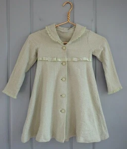 Bonnie Jean Youth Girls Size 5 Green Long Coat Jacket Retro Ruffles Flowers - Picture 1 of 10