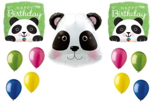 PANDA Pandemonium Head Jungle Zoo Happy Birthday Party Mylar Latex Balloons Set - Picture 1 of 1