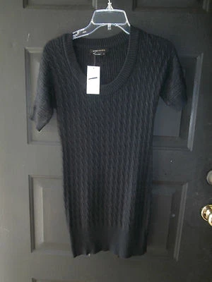 NEW NWT BCBG MAXAZRIA TOP DRESS Angora Wool Cable Knit Sweater BLACK SMALL $160 - Imagem 1 de 2