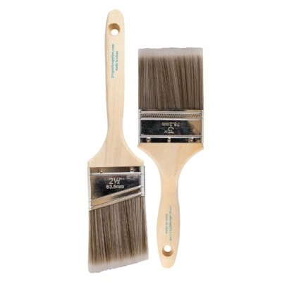VERMEER 2-Pack - 3" Flat and 2.5" Angle Brush Set for All Latex and Oil Paints & Stains