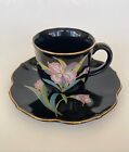 Otagiri Black Orchid demitasse cup and saucer Japan