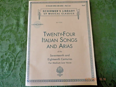 Schirmer’s Library of Musical Classics Vol. 1723-B 24 Italian Songs/Arias NEW - Image 1 of 2