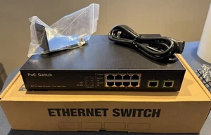 Network Switch 8 Port plus 2 uplink POE Rack Mount BV-TECH POE-SW802G GIGABIT - Picture 1 of 9