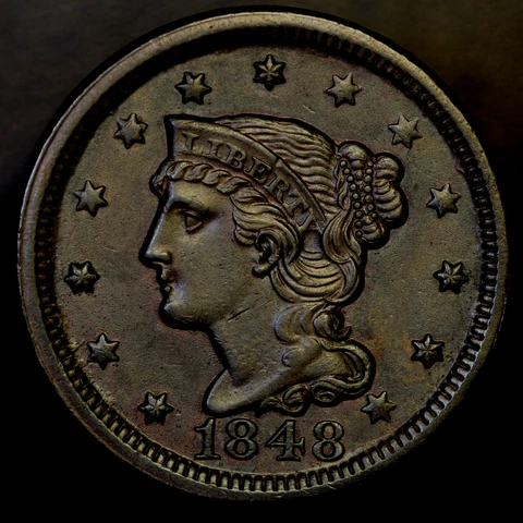 1848 BRAIDED HAIR LARGE CENT-LOT AA 1839 TONED Cover