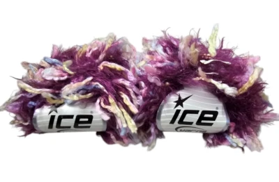 2 Ice Luxury Premium Yarn Trawl Techno 1.76 oz ea Bulky Purple White Yellow Pink - Image 1 of 4