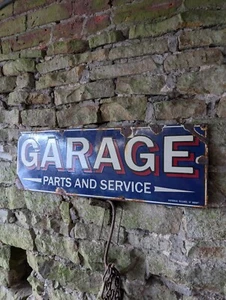 Garage enamel sign Garage sign Garage Parts & Service Porcelain Old garage Sign - Picture 1 of 12