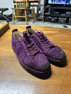 Christian Louboutin 男式低帮运动鞋 9 码紫色水钻红色下装 — 第 1/4 张图片