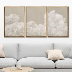 Wall26 Wall Art Framed Canvas Prints Set - Serene Sky Filled with Fluffy Cloud - Picture 1 of 13