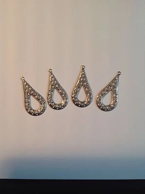 Pendiente filigrana gotas, 100 piezas plata, alta calidad envío gratuito EE. UU. Foto 1 de 2