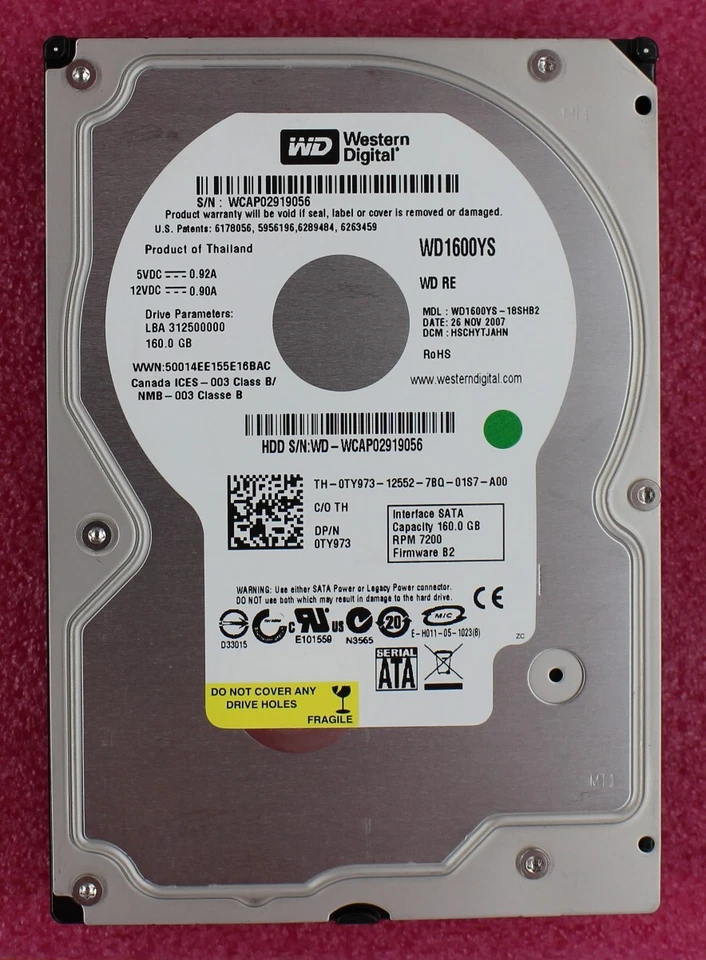 TY973 - Dell 160GG 7200rpm 3.5 inch SATA Hard Drive - Image 1 of 1