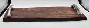 Mango Wood Serving Board with Aluminum Antler Handles 19" by 8" Unique - Picture 1 of 8