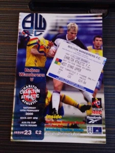 Bolton Wanderers V Charlton Athletic 19/2/2000 F A Cup Programme And Ticket - Picture 1 of 10