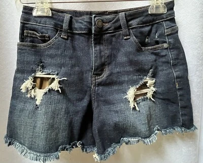 Pantalones Cortos Judy Azul Campamento Parche Corte Pequeños 27-29 Cintura Elástica Envejecida JB150014 Foto 1 de 4