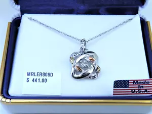Black Hills Gold Diamond Sterling Silver 12k Yellow Rose PENDANT NECKLACE 18" - Picture 1 of 9
