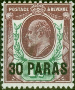 British Levant 1909 30pa on 1 1/2d Pale Dull Purple & Green SG16 Fine MM (2) - Picture 1 of 1