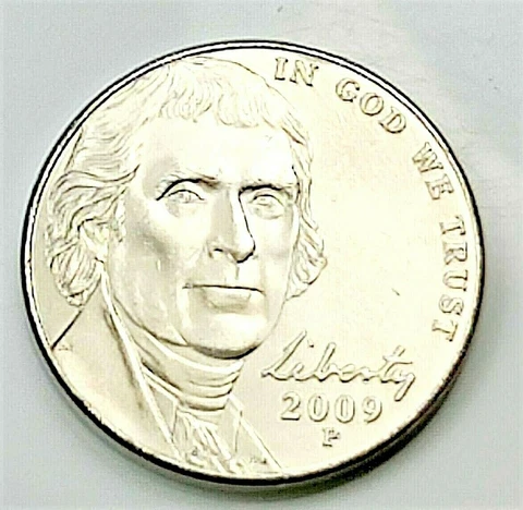 2009 P Jefferson Nickel -  BU Coin Pulled From OBW Roll Cover