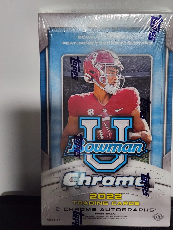 2022 Bowman Chrome University Football SEALED Hobby Box / 2 Autos / 24 Packs - Image 1 of 3