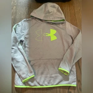Grey/Neon Green Under Armor Hoodie Yourh XL - Picture 1 of 5