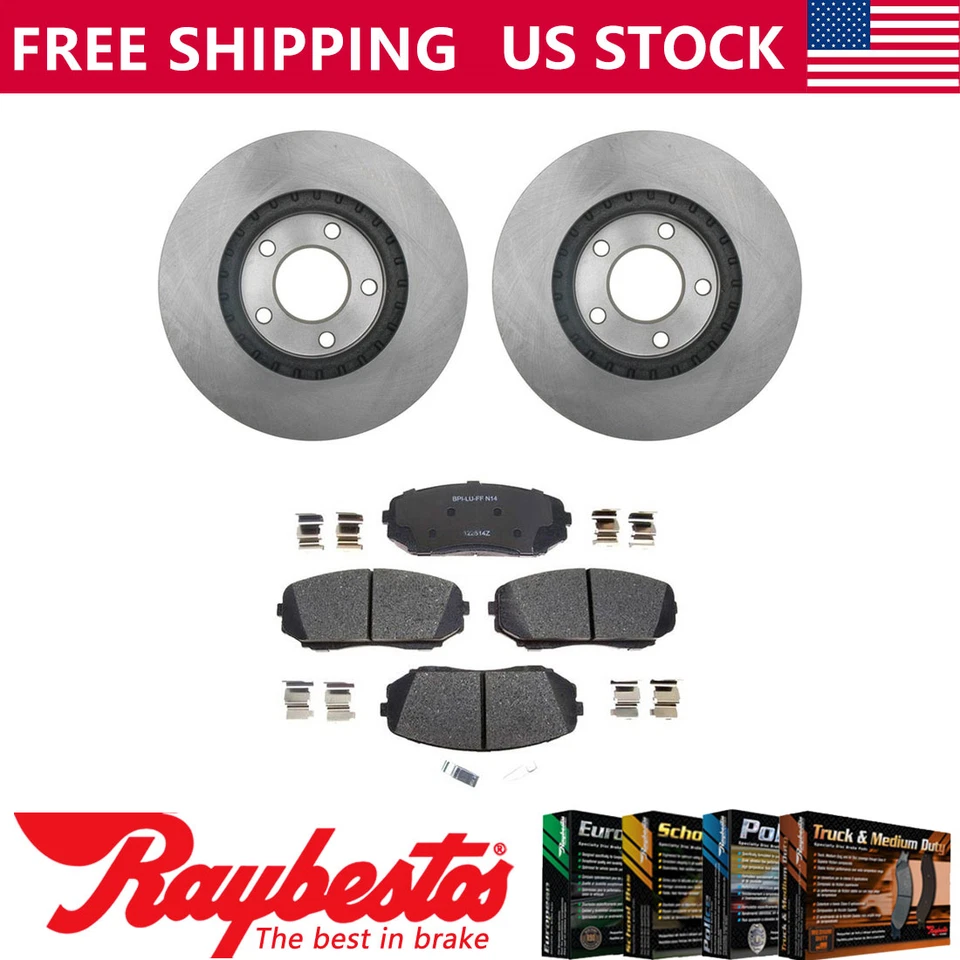 Rotores de freno delanteros + pastillas de freno de cerámica y herrajes para Lincoln MKX 2007-2009 Foto 1 de 4