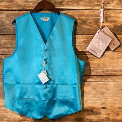 Chaleco Chaleco Daniel Ellissa Para Hombre M Turquesa Sólido 5 Botones -NUEVO CON ETIQUETAS Foto 1 de 4