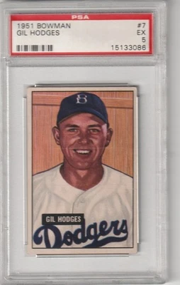 1951 Bowman Gil Hodges #7, PSA EX 5 - Image 1 of 2