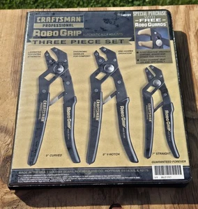 NOS Craftsman USA PROFESSIONAL Robo Grip PINZE Set 3pz Curvo Dritto Tacca a V - Foto 1 di 12