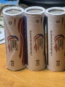 2023 PDS Eleanor Roosevelt Women Quarter 3 Roll Set Brilliant Uncirculated Coins - Picture 1 of 4