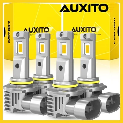 4pc H10 LED Headlight Fog Driving Bulbs High Low Beam 3000K Super Bright Amber A - Image 1 of 4