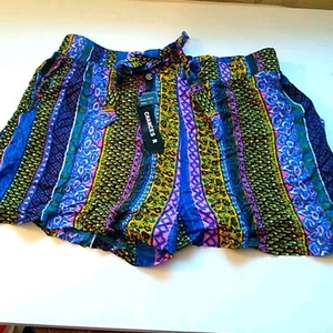 NWT Chances R Women's Large Colorful shorts. Art to wear, Summer Vibes - Picture 1 of 7