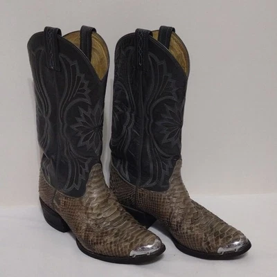 Tony Lama De Colección Botas de Vaquero del Oeste Piel de Serpiente Pitón Exóticas para Hombres 6.5E Mujeres 8.5 Foto 1 de 4