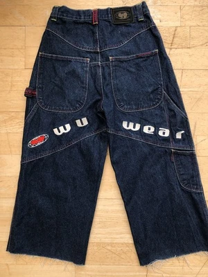 Pantalones de mezclilla anchos holgados de hip hop unisex talla 28 de Wu-Wear Foto 1 de 4