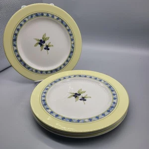Juego (4) Platos Almuerzo Ensalada Royal Doulton Carmina 9" Aceitunas Amarillo Azul - Imagen 1 de 7