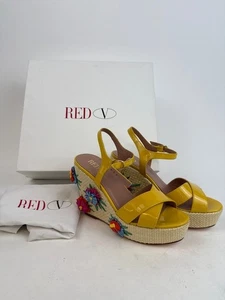 Red VALENTINO Wedge Sandals Espadrilles Floral applique EU 36 / US 5.5-6 - Picture 1 of 10