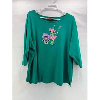 Top bordado vintage verde 2XL para mujer Foto 1 de 4