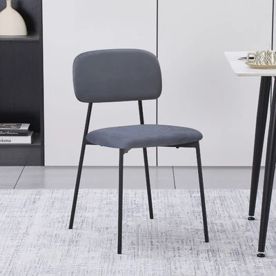 Sedia Shen in vellutino colore grigio e struttura in metallo nero - Immagine 1 di 4