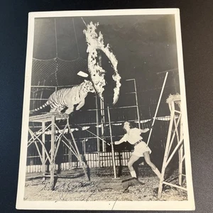 Harriet Beatty Vtg 1950's Hand-Signed Photo Tiger Fire Circus Big Top Performer - Picture 1 of 10